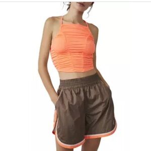 Free People Movement Shirr Enough Cami Top Neon Coral size Small